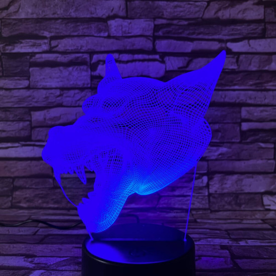 Farkas Fej 3 7 színű 3D led lámpa