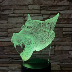 Farkas Fej 3 7 színű 3D led lámpa