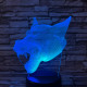 Farkas Fej 3 7 színű 3D led lámpa