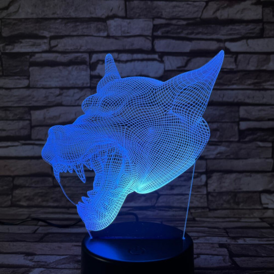 Farkas Fej 3 7 színű 3D led lámpa