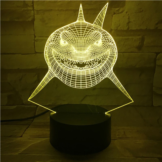 Cápa 7 színű 3D led lámpa