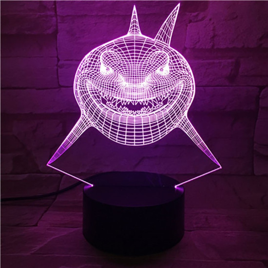Cápa 7 színű 3D led lámpa