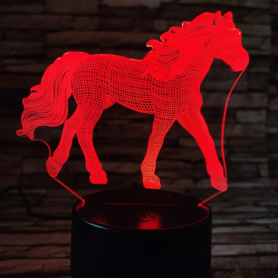 Póni ló 7 színű 3D led lámpa