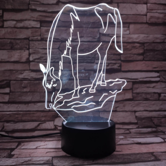 Ló iszik 7 színű 3D led lámpa