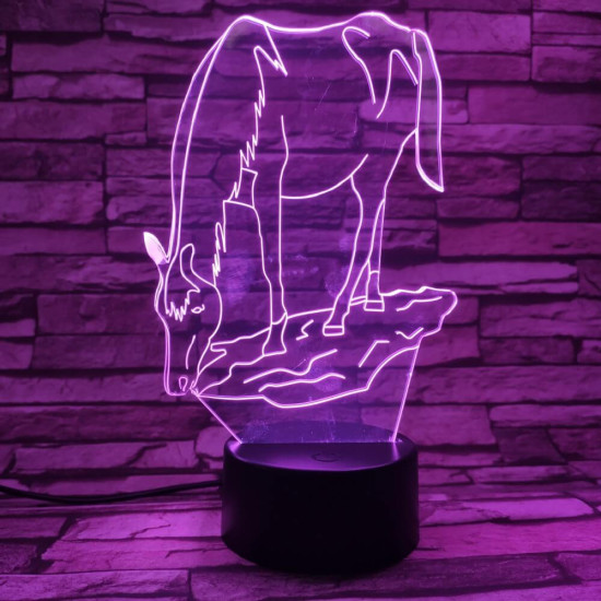 Ló iszik 7 színű 3D led lámpa