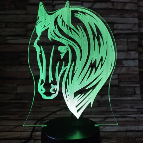 Ló fej 7 színű 3D led lámpa