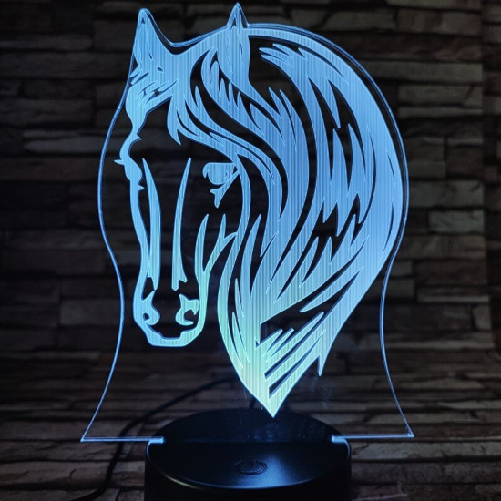Ló fej 7 színű 3D led lámpa