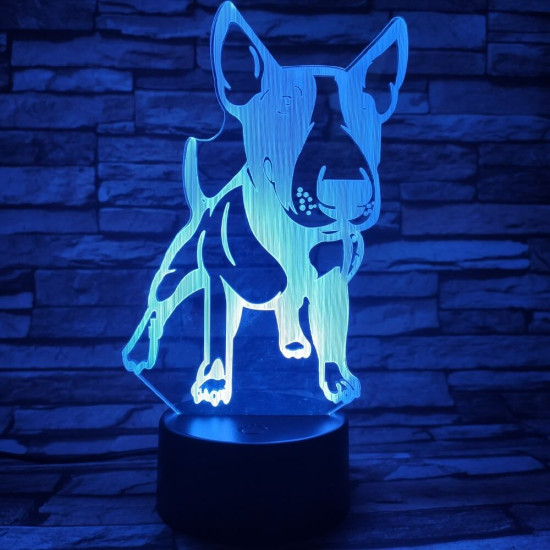 Bullterrier kölyök 7 színű 3D led lámpa
