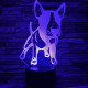 Bullterrier kölyök 7 színű 3D led lámpa
