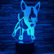 Bullterrier kölyök 7 színű 3D led lámpa
