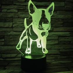 Bullterrier kölyök 7 színű 3D led lámpa