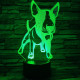 Bullterrier kölyök 7 színű 3D led lámpa