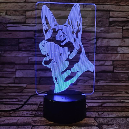 Német juhász kutya 7 színű 3D led lámpa