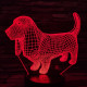 Basset Hound kutya 7 színű 3D led lámpa