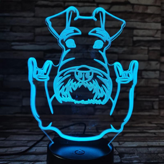 Foxterrier 7 színű 3D led lámpa