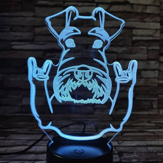 Foxterrier 7 színű 3D led lámpa