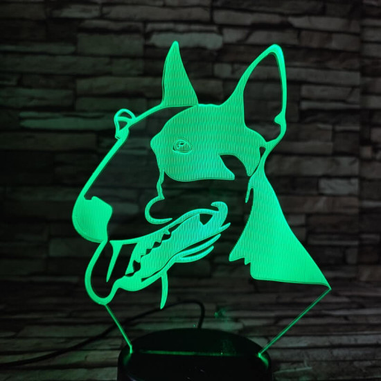 Bullterrier 7 színű 3D led lámpa