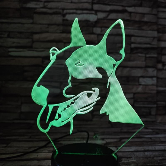 Bullterrier 7 színű 3D led lámpa