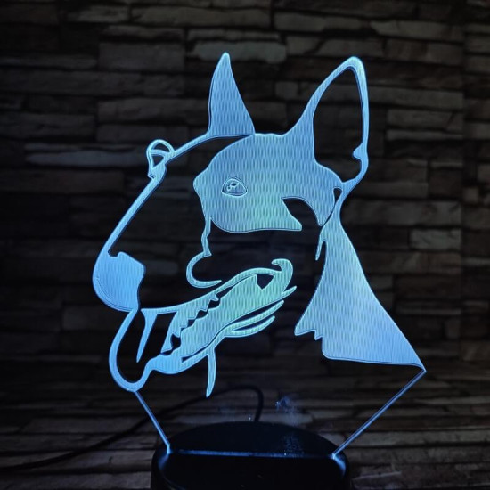 Bullterrier 7 színű 3D led lámpa