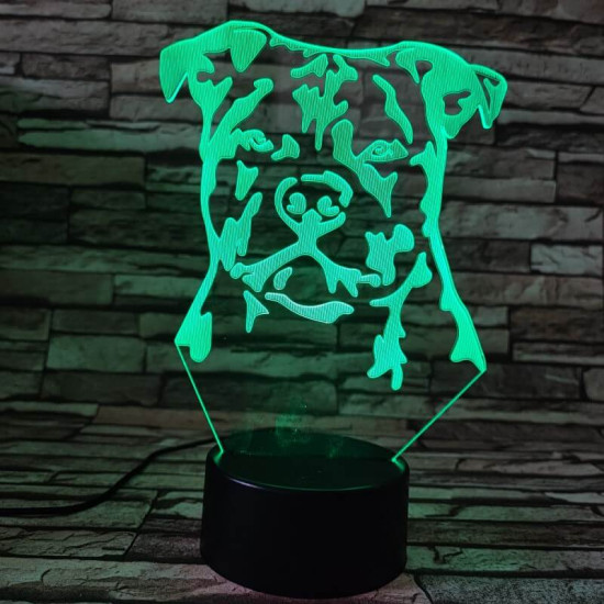 Staffordshire bullterrier 7 színű 3D led lámpa