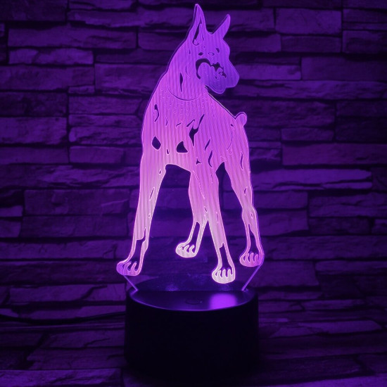 Dobermann 7 színű 3D led lámpa