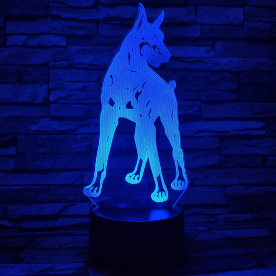 Dobermann 7 színű 3D led lámpa