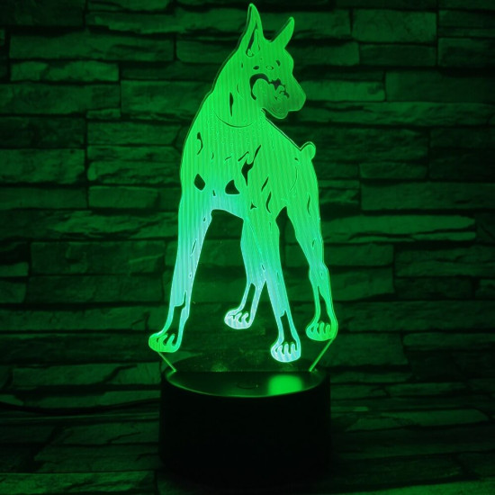 Dobermann 7 színű 3D led lámpa