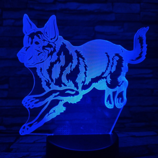 Német juhász 7 színű 3D led lámpa