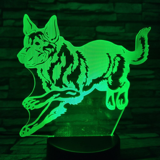 Német juhász 7 színű 3D led lámpa