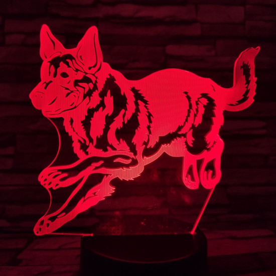 Német juhász 7 színű 3D led lámpa