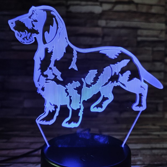 Tacskó drótszőrű 7 színű 3D led lámpa