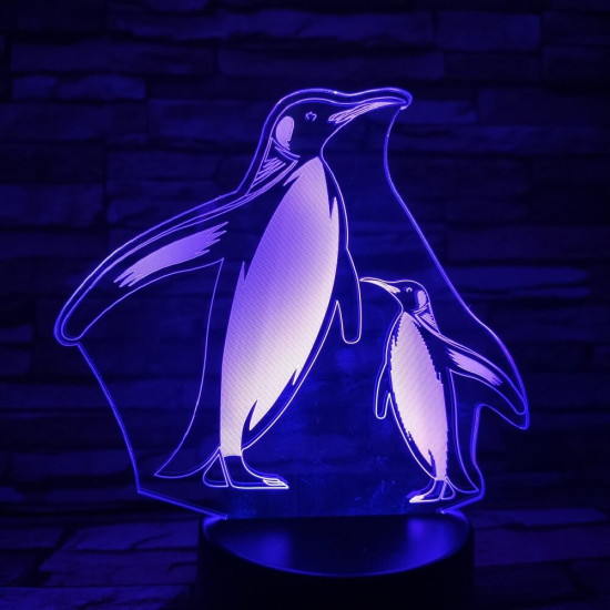 Pingvinek  7 színű 3D led lámpa