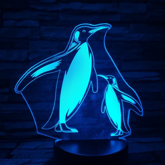Pingvinek  7 színű 3D led lámpa