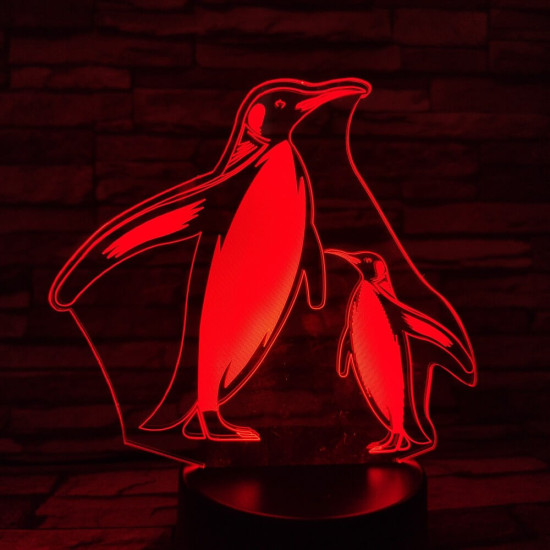 Pingvinek  7 színű 3D led lámpa