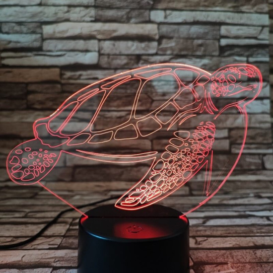 Teknős úszkál 7 színű 3D led lámpa