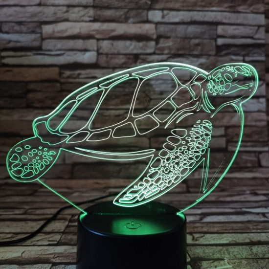 Teknős úszkál 7 színű 3D led lámpa