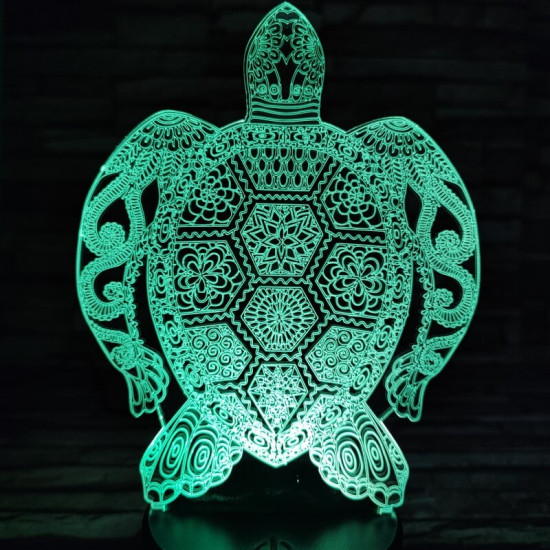 Teknős mandala 7 színű 3D led lámpa