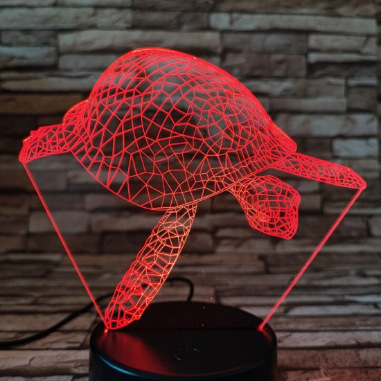 Teknős úszik a tengerben 7 színű 3D led lámpa