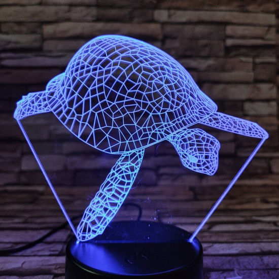 Teknős úszik a tengerben 7 színű 3D led lámpa