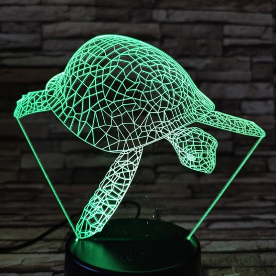 Teknős úszik a tengerben 7 színű 3D led lámpa