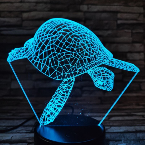 Teknős úszik a tengerben 7 színű 3D led lámpa