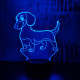 Tacskó kutya 7 színű 3D led lámpa