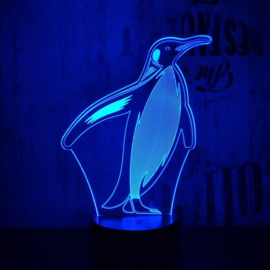 Pingvin  7 színű 3D led lámpa