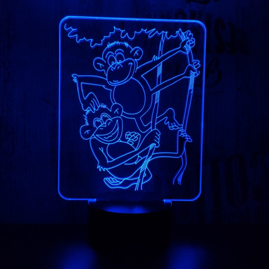 Majmok 7 színű 3D led lámpa