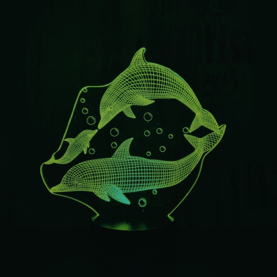 Delfin család 7 színű 3D led lámpa