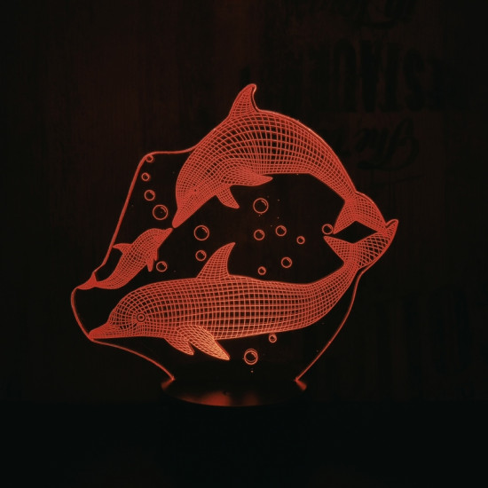 Delfin család 7 színű 3D led lámpa