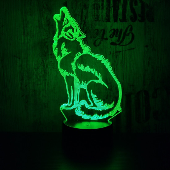Vonyító farkas 7 színű 3D led lámpa