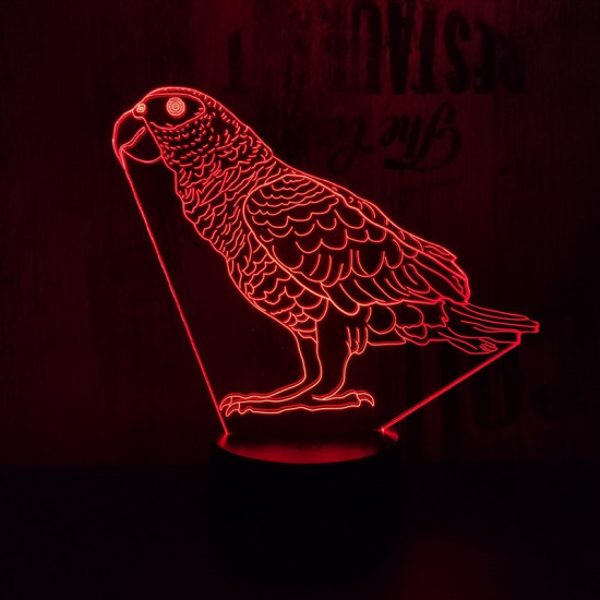 Papagáj  7 színű 3D led lámpa