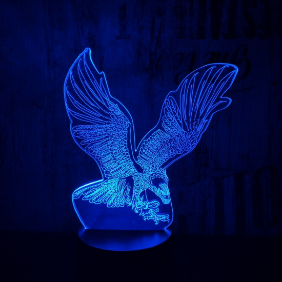 Nagy sas  7 színű  3D led lámpa