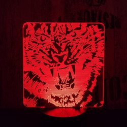 Tigris fej 7 színű 3D led lámpa